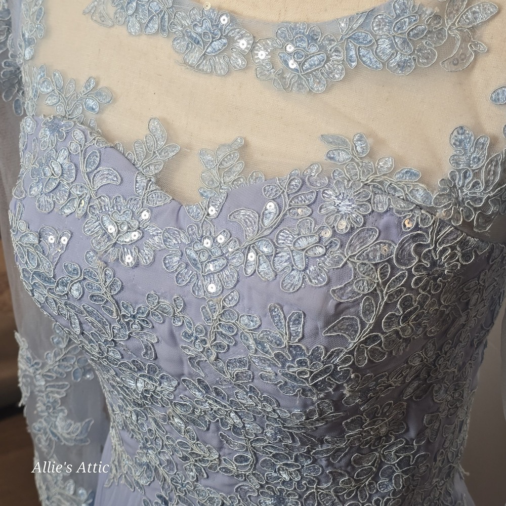 Lilac Purple Blue Beaded Haute Couture Mother Of Bride Dress Wedding Formal S* - Picture 6 of 15